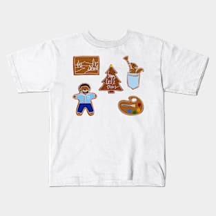 Happy Little Painter Gingerbread Cookie Sticker Set Kids T-Shirt